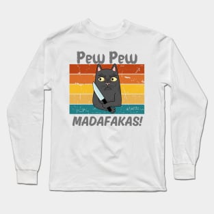 Pew Pew Shirt, Pew Pew Madafakas T-Shirt, Sunset Shirt, Vintage Shirt, Cat Lover Gift, Funny Cat Shirt, Summer Shirt, Cool cat shirt Long Sleeve T-Shirt